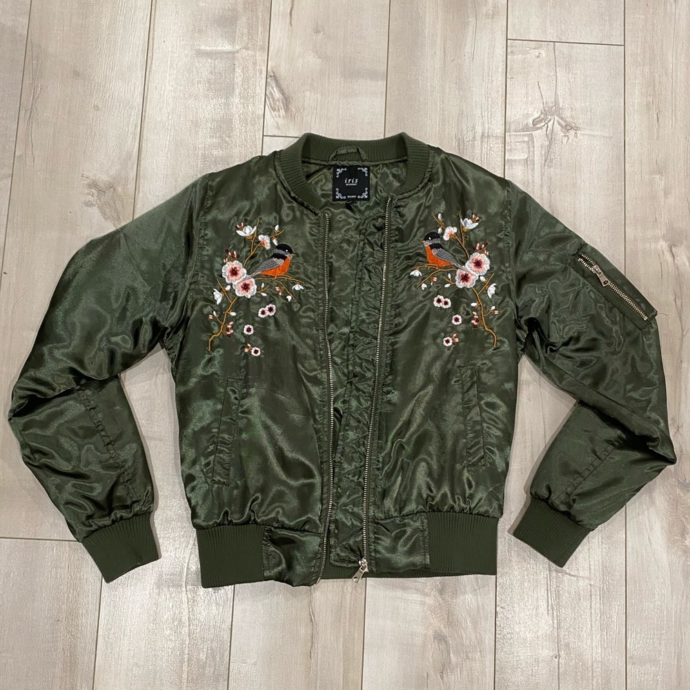 Silk Embroidered Bomber Jacket